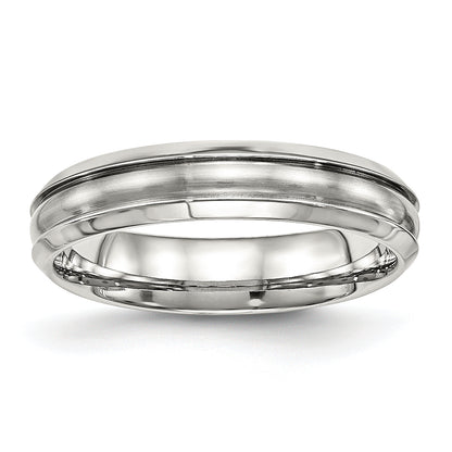 Stainless Steel Polished Brushed Center Ridged 5mm Band