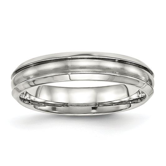 Stainless Steel Polished Brushed Center Ridged 5mm Band