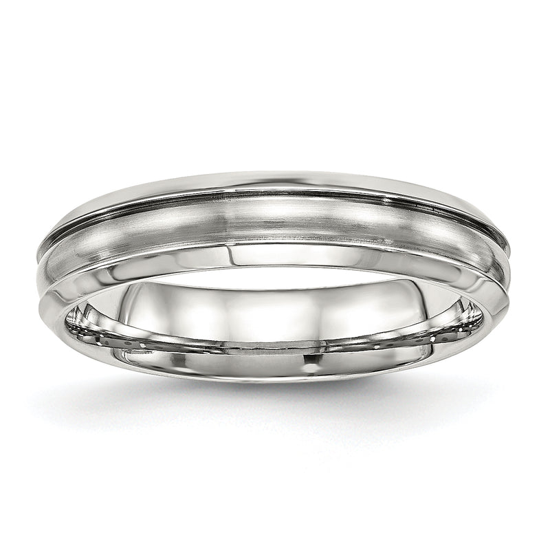Stainless Steel Polished Brushed Center Ridged 5mm Band