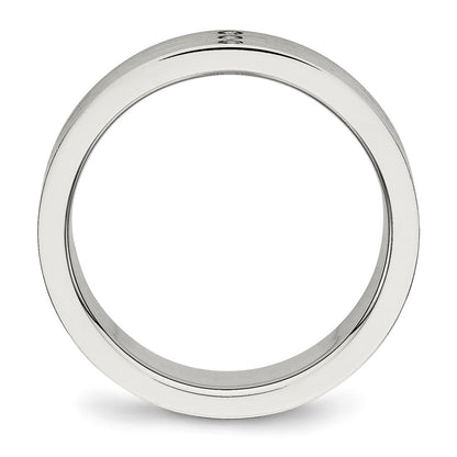 Stainless Steel Brushed Cz 6mm Grooved Band
