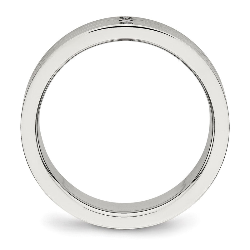 Stainless Steel Brushed Cz 6mm Grooved Band