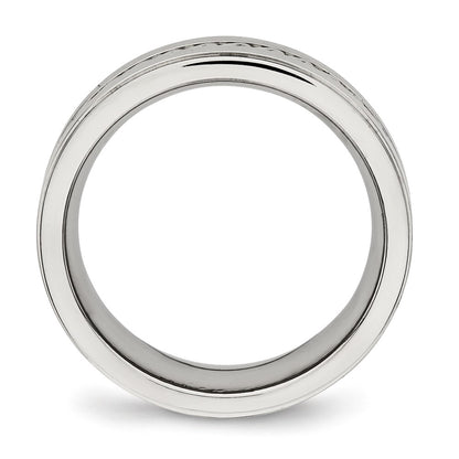 Stainless Steel Brushed And Polished Twisted 7mm Band