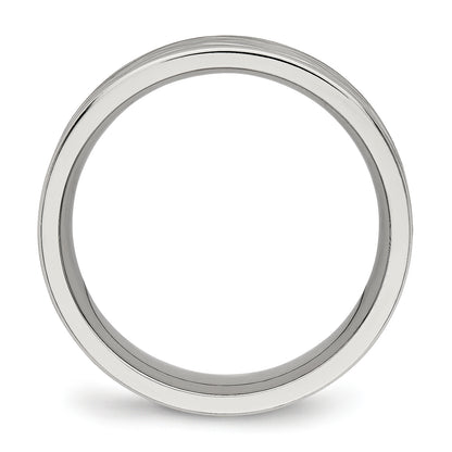 Stainless Steel Brushed And Polished Diamond Cut 6.5mm Band