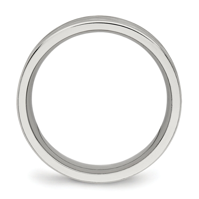 Stainless Steel Brushed And Polished Diamond Cut 6.5mm Band