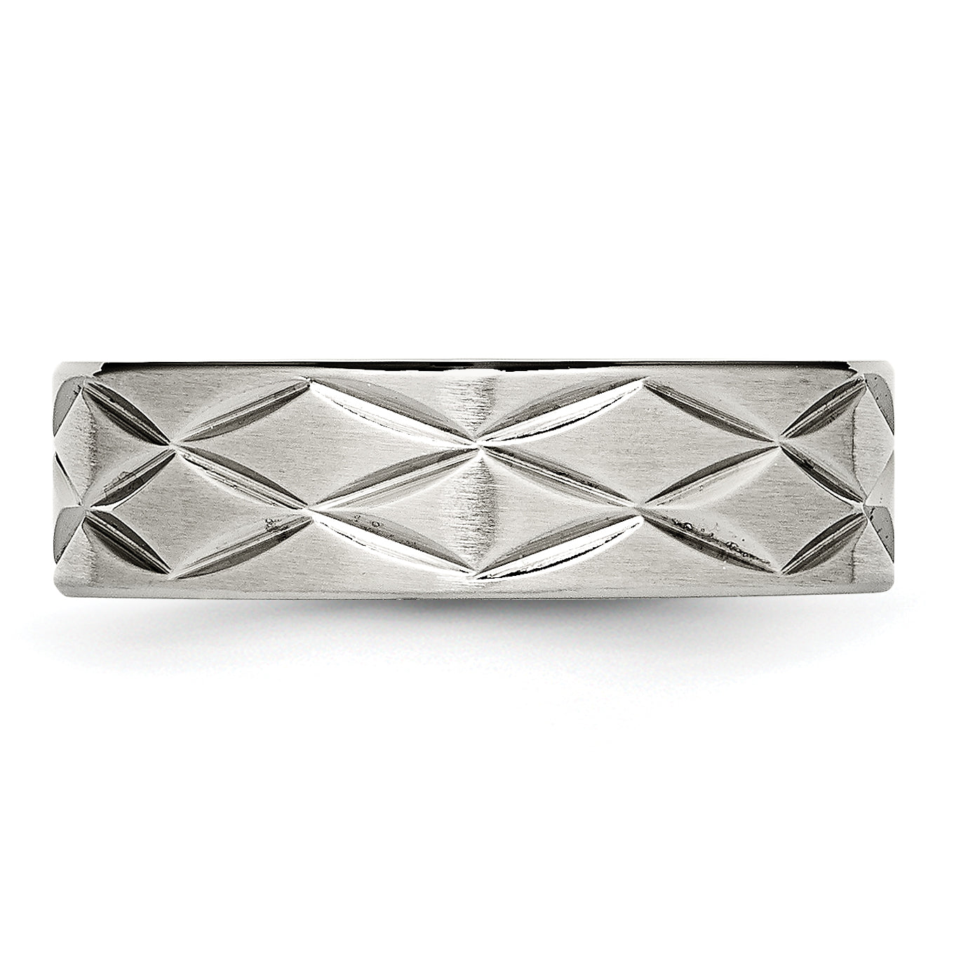 Stainless Steel Brushed And Polished Diamond Cut 6.5mm Band
