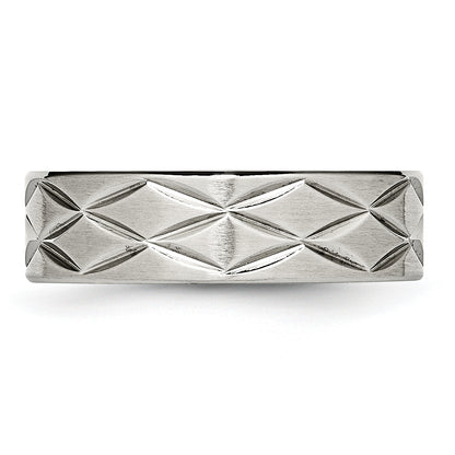 Stainless Steel Brushed And Polished Diamond Cut 6.5mm Band