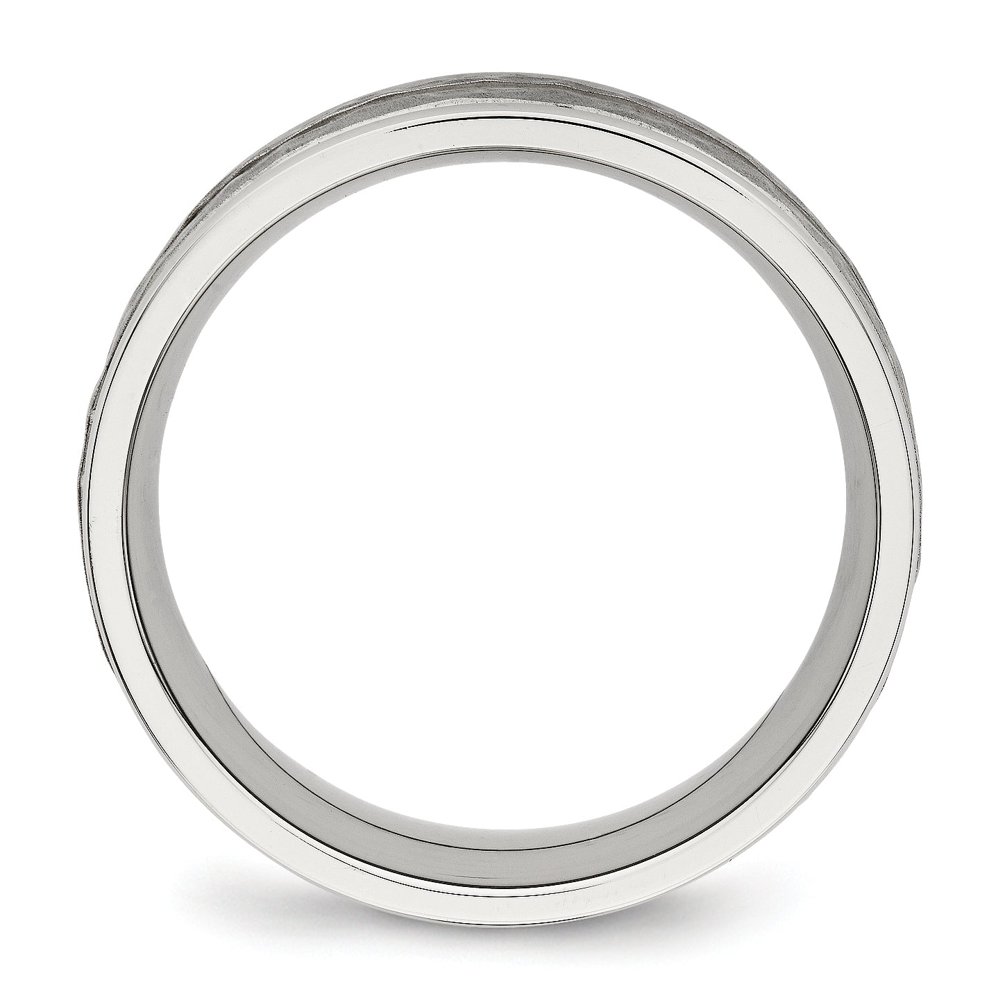 Stainless Steel Polished And Hammered 8mm Grooved Band