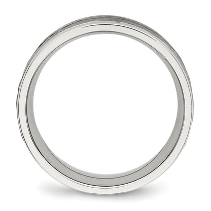 Stainless Steel Polished And Hammered 8mm Grooved Band