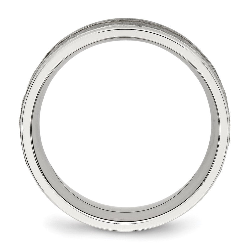 Stainless Steel Polished And Hammered 8mm Grooved Band