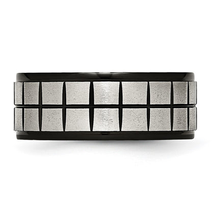 Stainless Steel Brushed Black Ip Plated 9mm Band