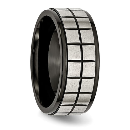 Stainless Steel Brushed Black Ip Plated 9mm Band