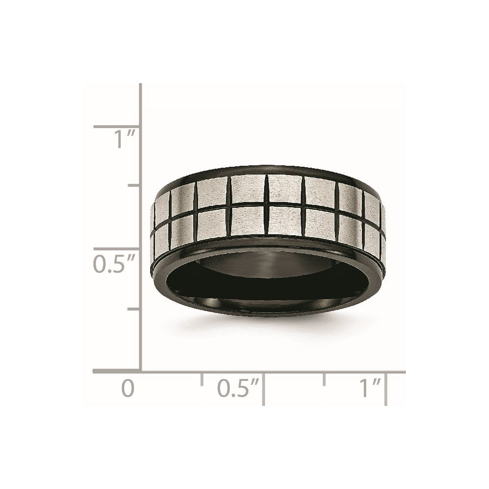 Stainless Steel Brushed Black Ip Plated 9mm Band