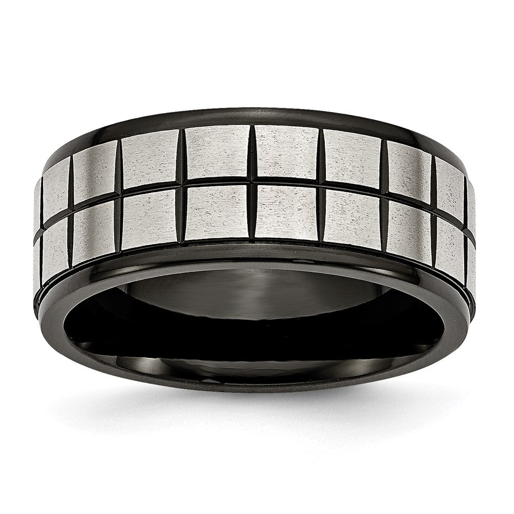 Stainless Steel Brushed Black Ip Plated 9mm Band