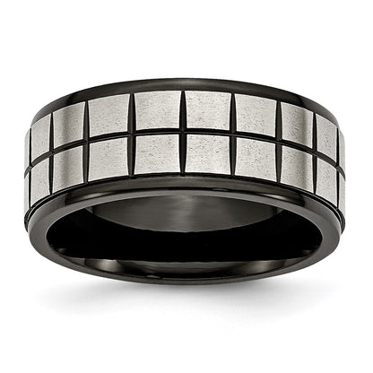Stainless Steel Brushed Black Ip Plated 9mm Band