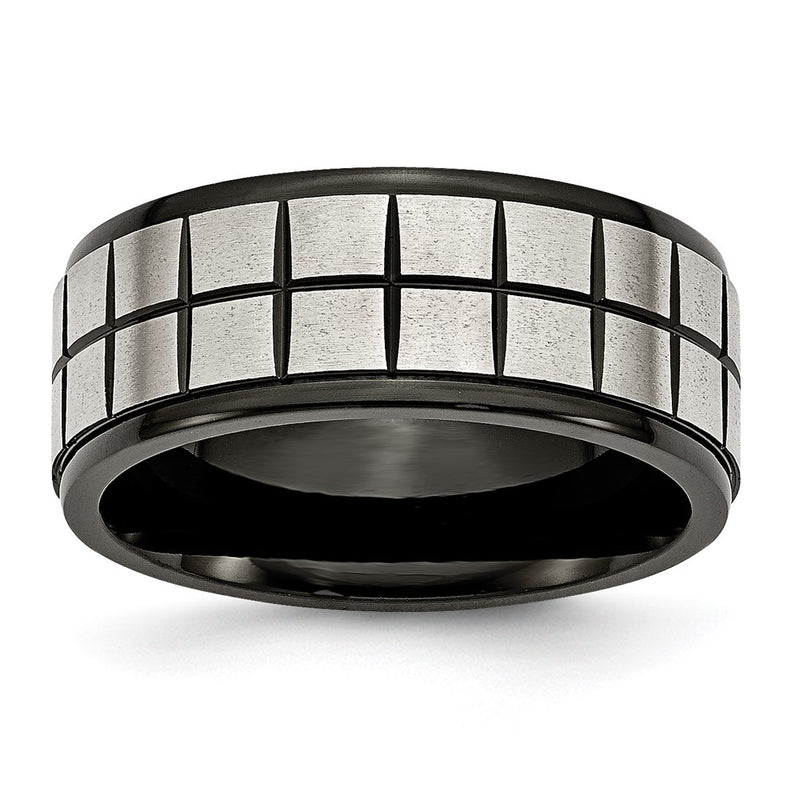 Stainless Steel Brushed Black Ip Plated 9mm Band