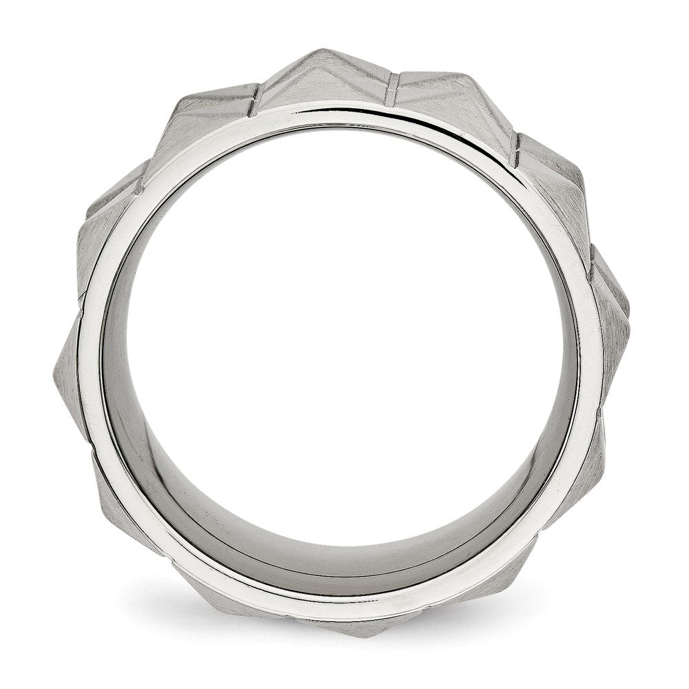 Stainless Steel Brushed And Grooved 12 Studded Band