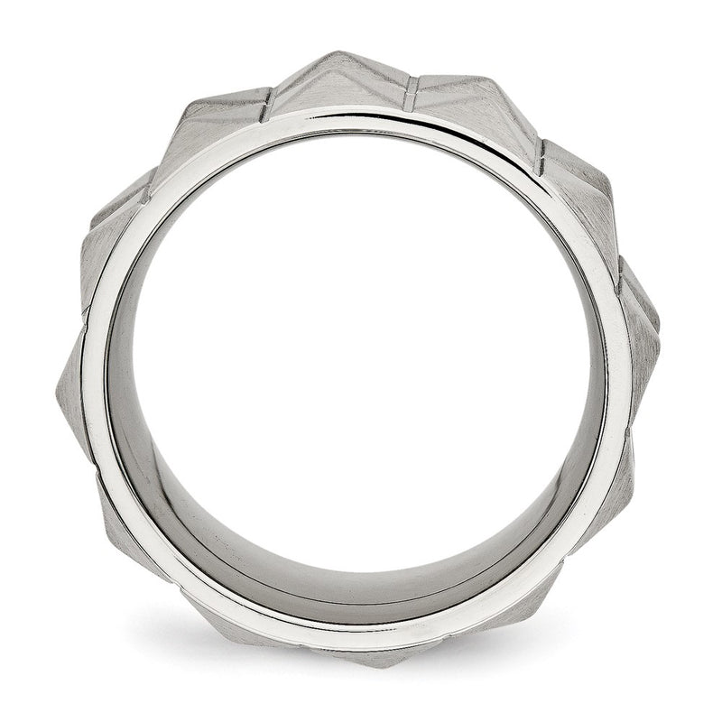 Stainless Steel Brushed And Grooved 12 Studded Band