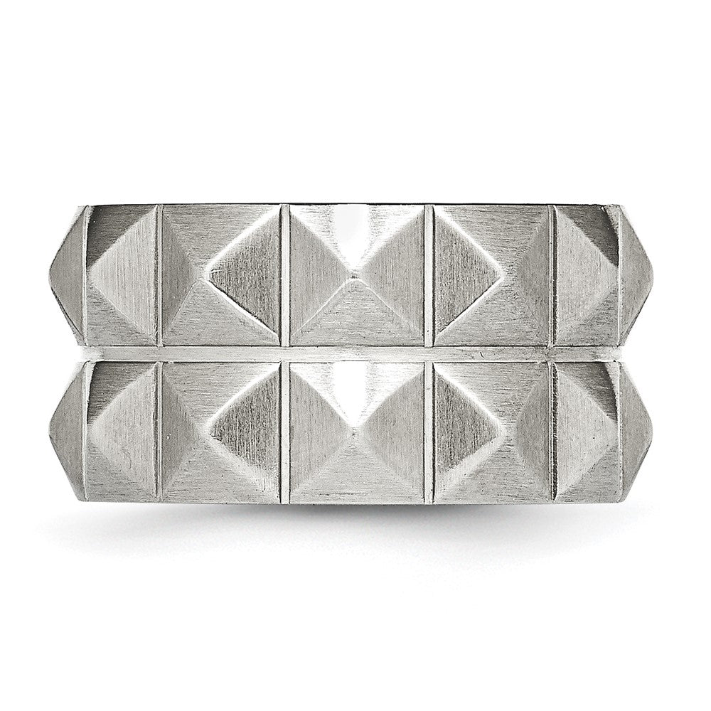 Stainless Steel Brushed And Grooved 12 Studded Band