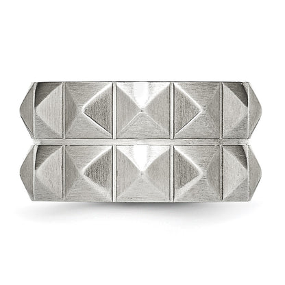 Stainless Steel Brushed And Grooved 12 Studded Band