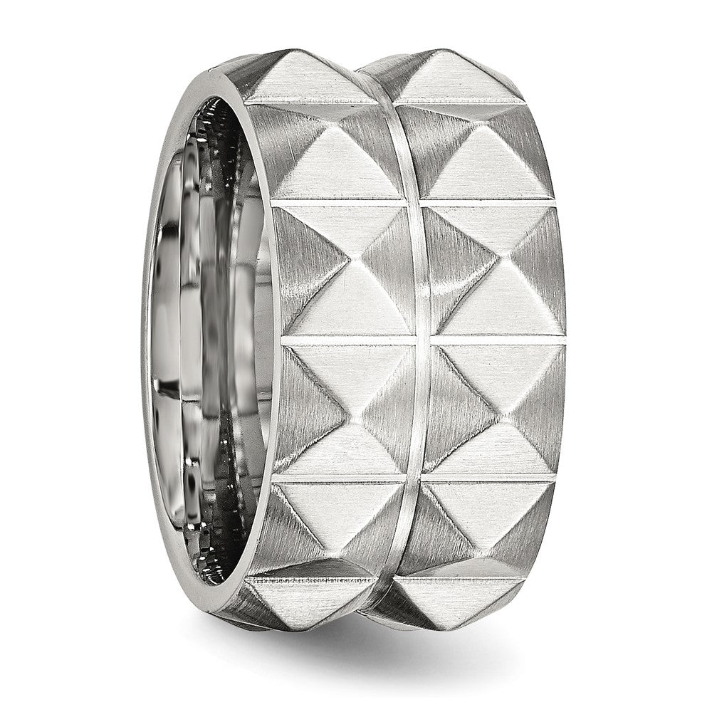 Stainless Steel Brushed And Grooved 12 Studded Band