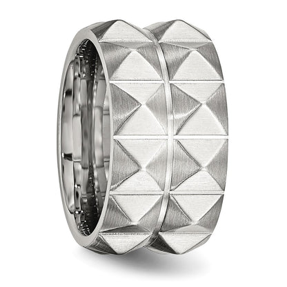 Stainless Steel Brushed And Grooved 12 Studded Band