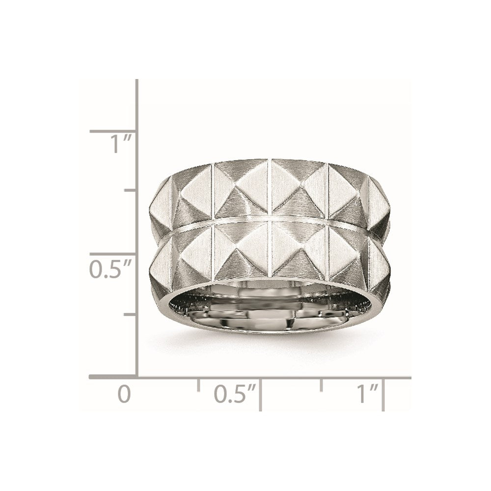 Stainless Steel Brushed And Grooved 12 Studded Band