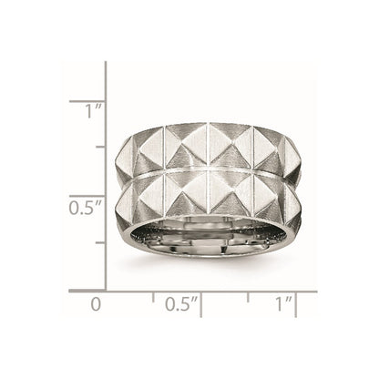 Stainless Steel Brushed And Grooved 12 Studded Band