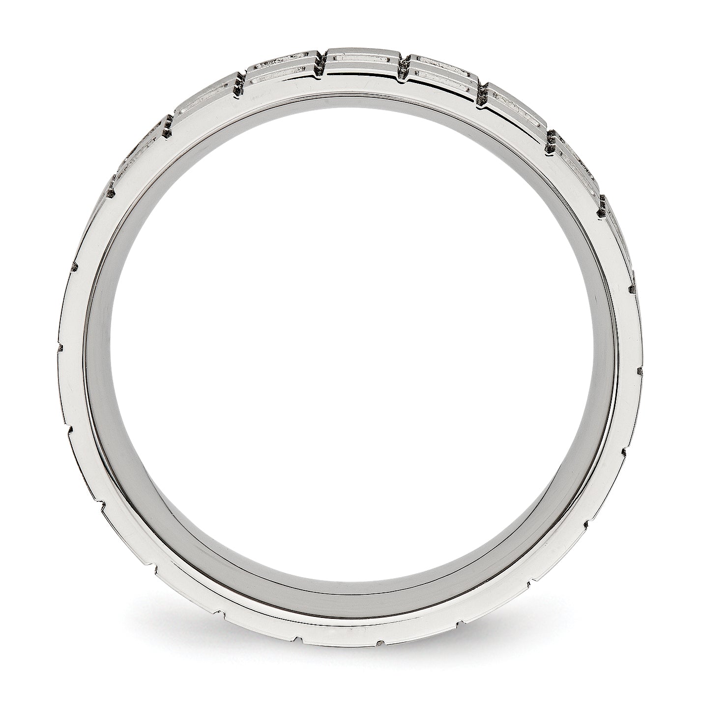 Stainless Steel Brushed Cz 7mm Grooved Band