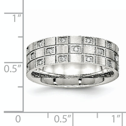 Stainless Steel Brushed Cz 7mm Grooved Band
