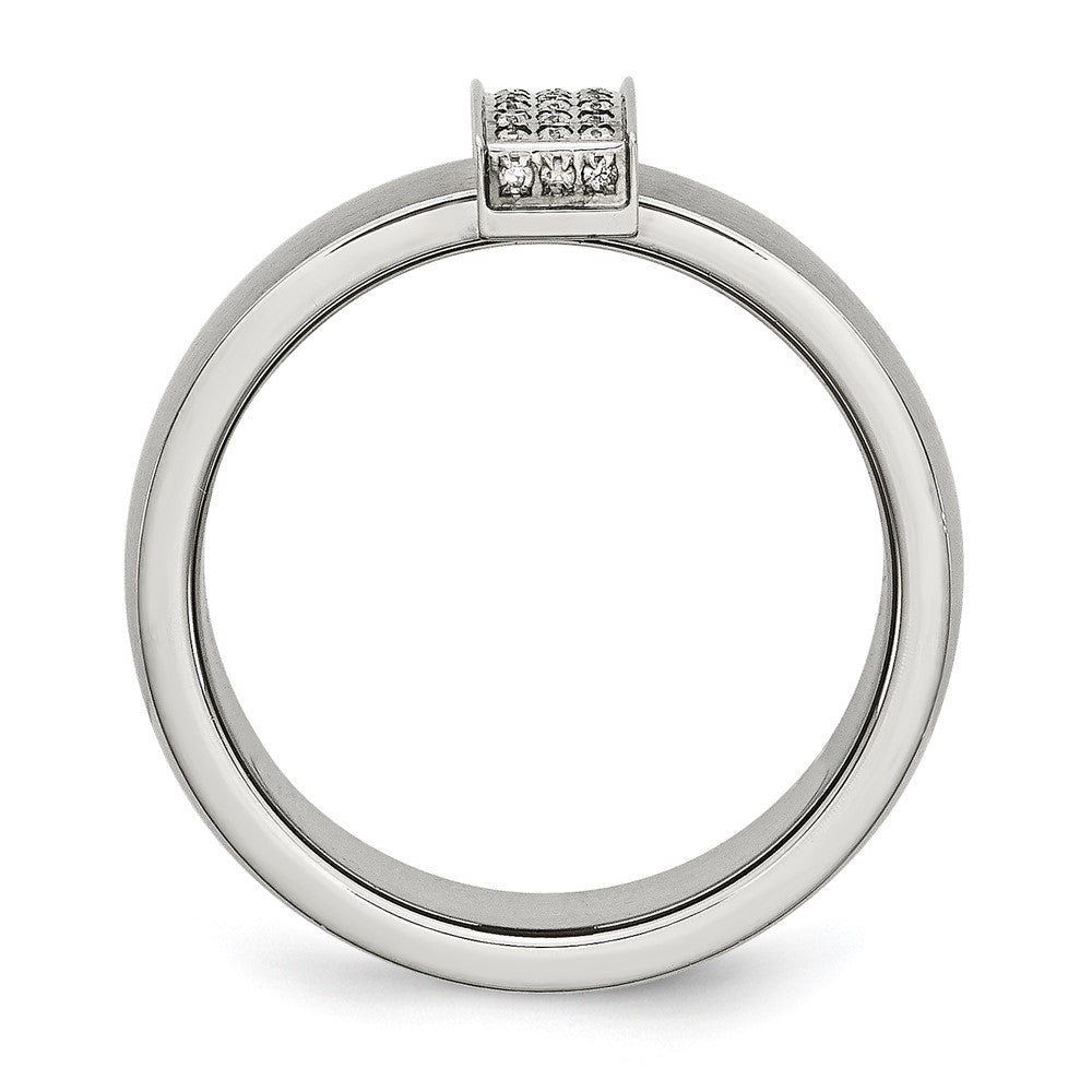 Stainless Steel Brushed Cz 8mm Band