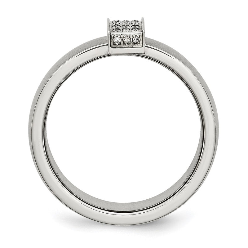 Stainless Steel Brushed Cz 8mm Band