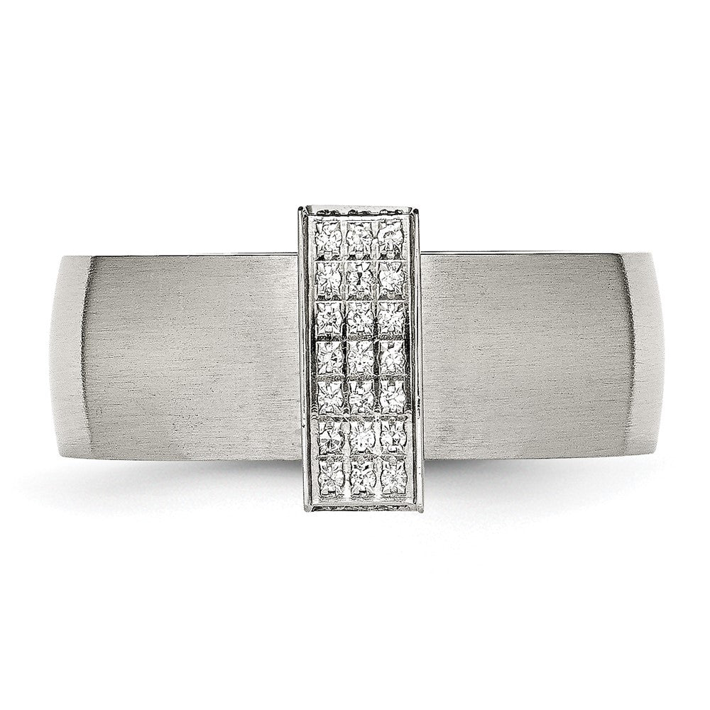 Stainless Steel Brushed Cz 8mm Band