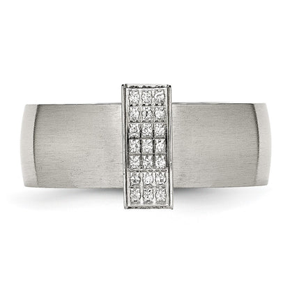 Stainless Steel Brushed Cz 8mm Band