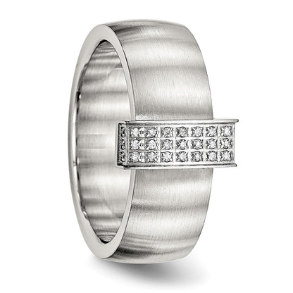 Stainless Steel Brushed Cz 8mm Band