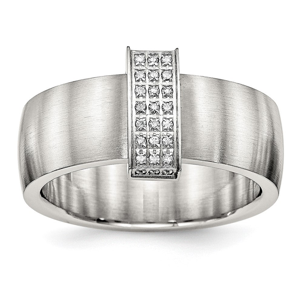 Stainless Steel Brushed Cz 8mm Band