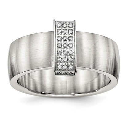 Stainless Steel Brushed Cz 8mm Band