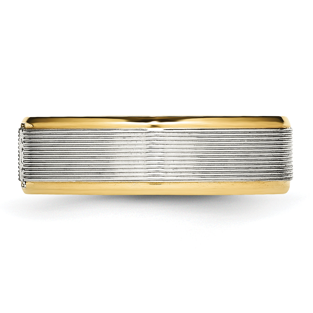 Stainless Steel Polished Yellow Ip Plated Cz 6mm Grooved Band