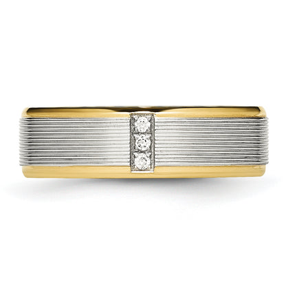 Stainless Steel Polished Yellow Ip Plated Cz 6mm Grooved Band