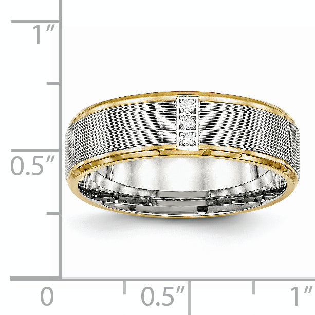 Stainless Steel Polished Yellow Ip Plated Cz 6mm Grooved Band