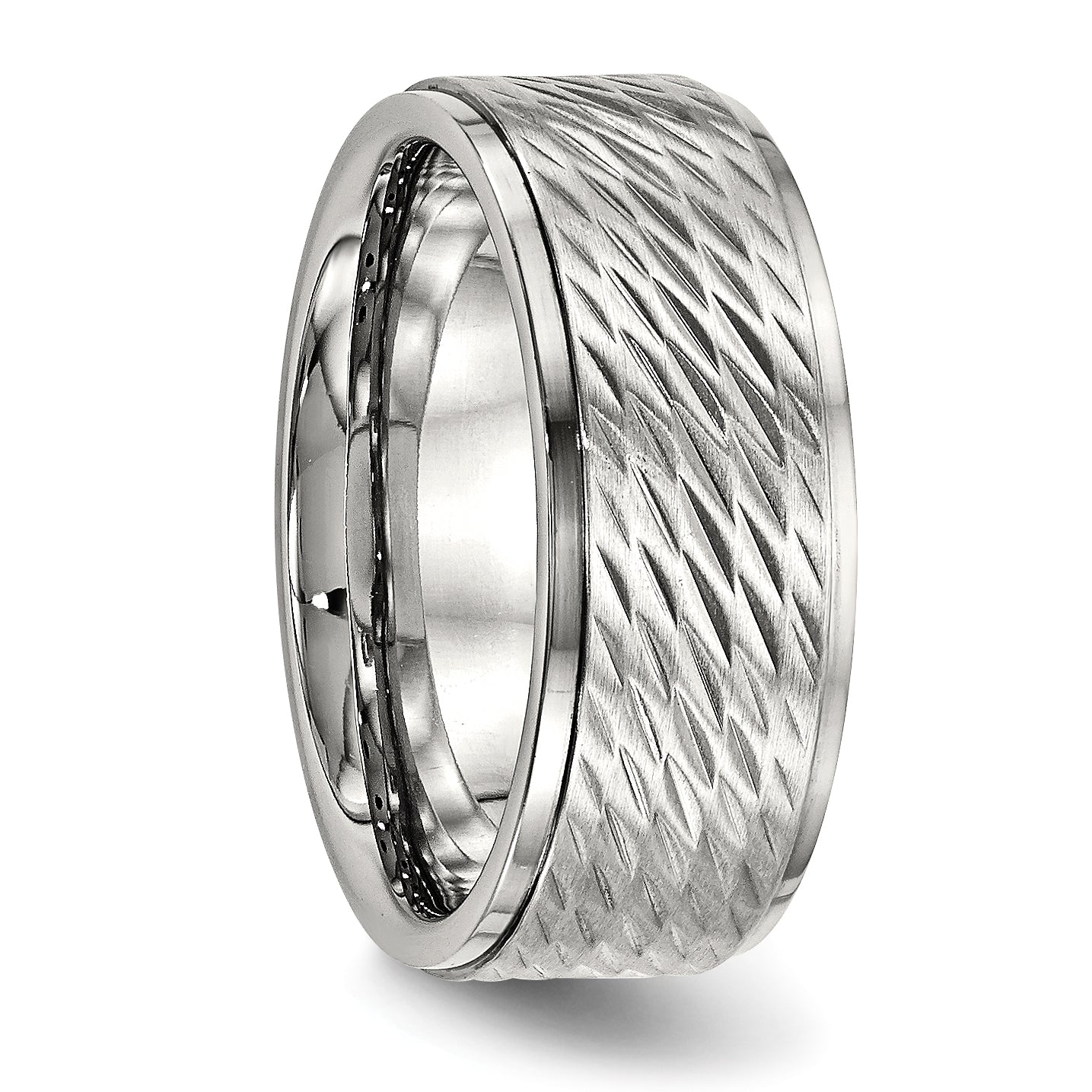 Stainless Steel Polished Brushed Center D/C 9mm Ridged Edge Band
