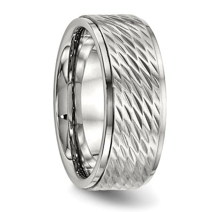 Stainless Steel Polished Brushed Center D/C 9mm Ridged Edge Band