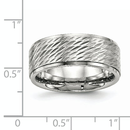 Stainless Steel Polished Brushed Center D/C 9mm Ridged Edge Band