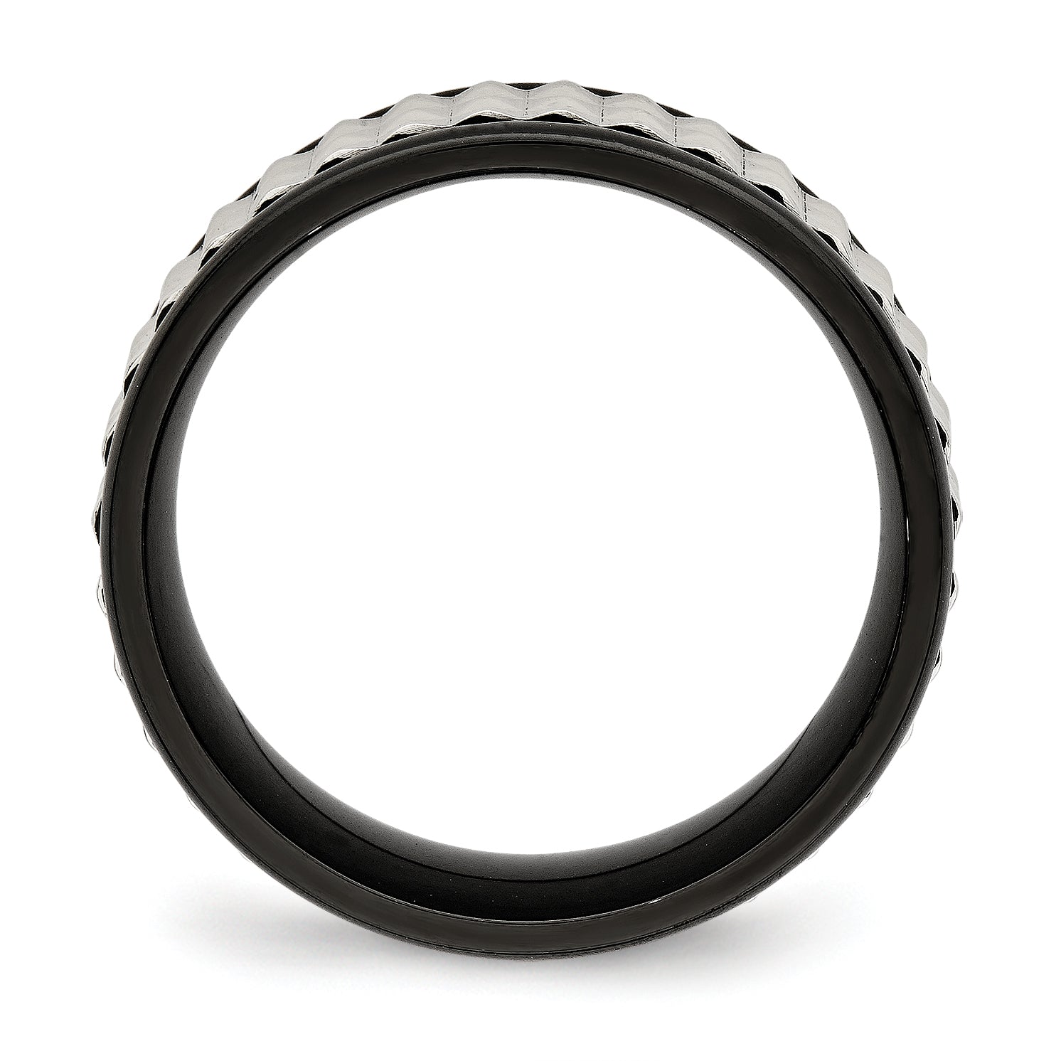 Stainless Steel Polished Black Ip Plated 9mm Studded Band