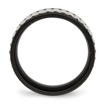 Stainless Steel Polished Black Ip Plated 9mm Studded Band