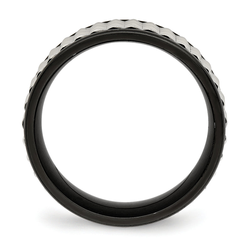 Stainless Steel Polished Black Ip Plated 9mm Studded Band