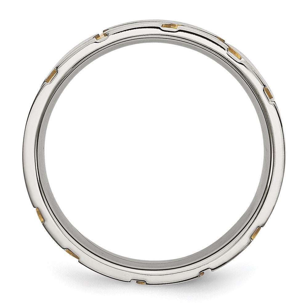 Stainless Steel Brushed Yellow Ip Plated 6mm Grooved Band