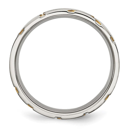 Stainless Steel Brushed Yellow Ip Plated 6mm Grooved Band