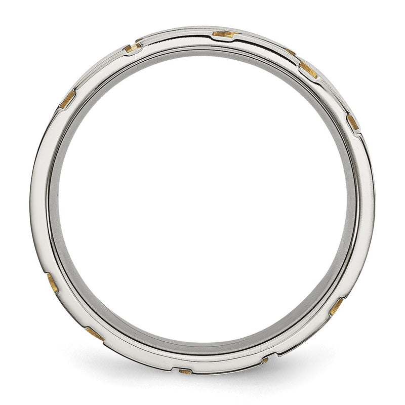 Stainless Steel Brushed Yellow Ip Plated 6mm Grooved Band