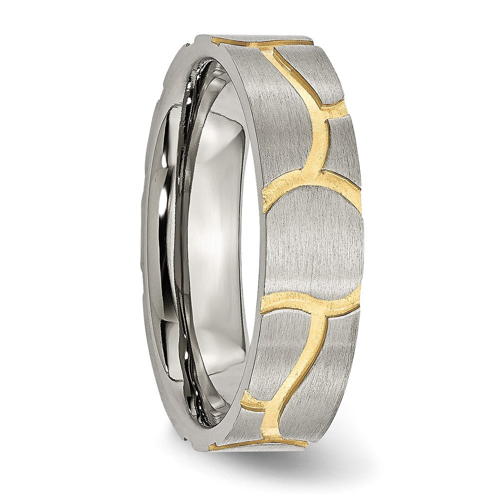 Stainless Steel Brushed Yellow Ip Plated 6mm Grooved Band