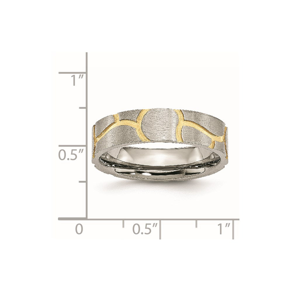 Stainless Steel Brushed Yellow Ip Plated 6mm Grooved Band